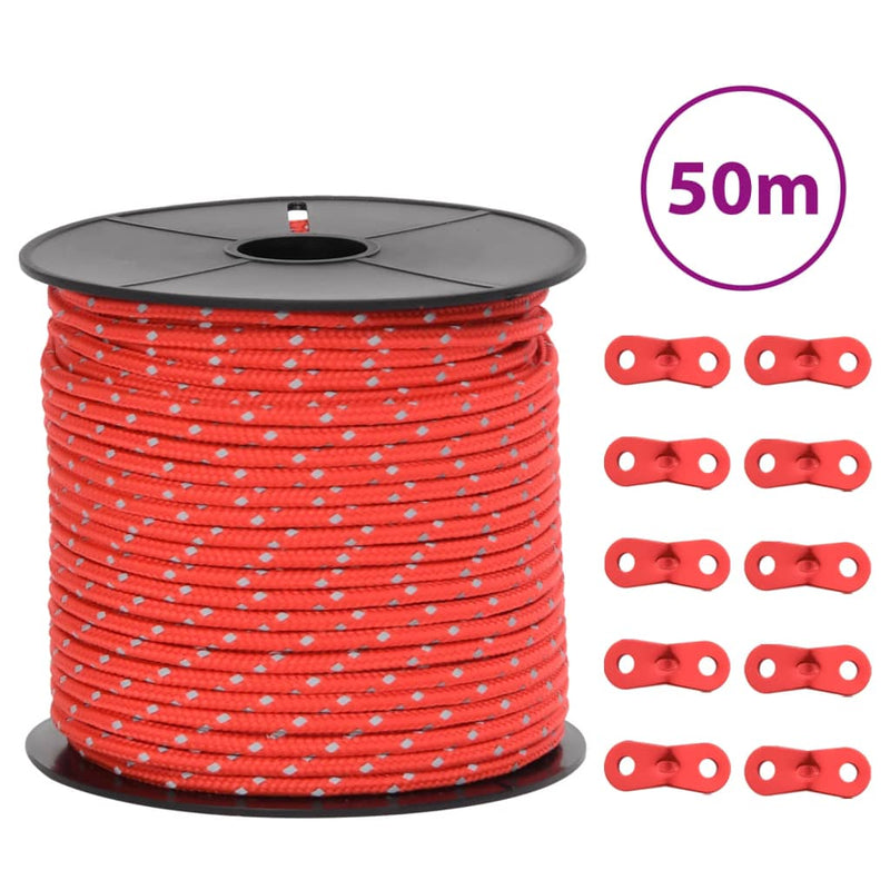 Load image into Gallery viewer, Vidaxl tentscheerlijn met reflecterende strips en spanners 50 m 4 mm