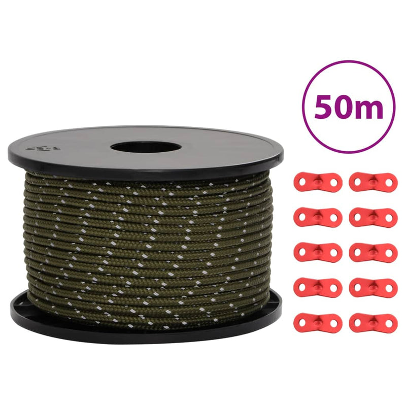 Load image into Gallery viewer, Vidaxl tentscheerlijn met reflecterende strips en spanners 50 m 5 mm