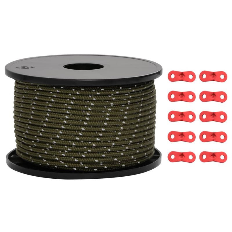 Load image into Gallery viewer, Vidaxl tentscheerlijn met reflecterende strips en spanners 50 m 5 mm