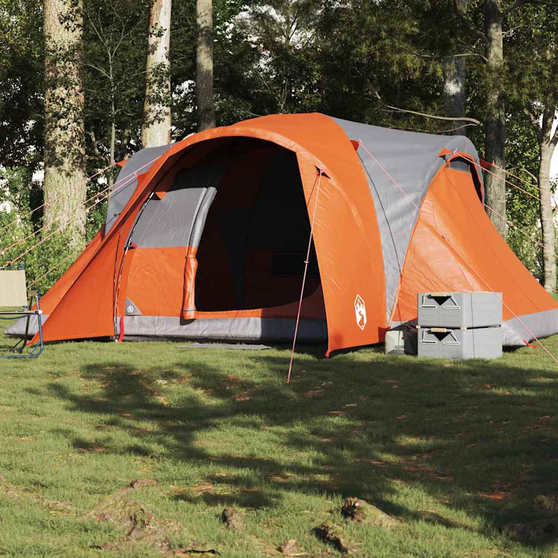 Load image into Gallery viewer, Vidaxl koepeltent 6-persoons waterdicht grijs en oranje