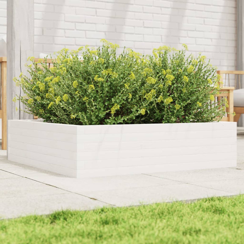 Load image into Gallery viewer, Vidaxl plantenbak 90x90x23 cm massief grenenhout wit