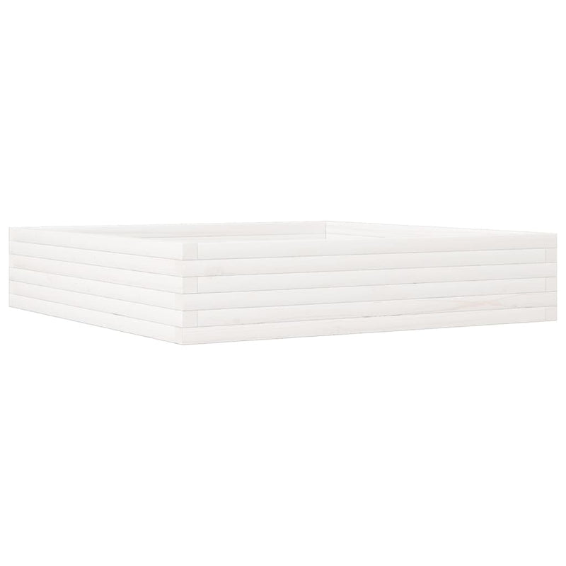 Load image into Gallery viewer, Vidaxl plantenbak 110x110x23 cm massief grenenhout wit