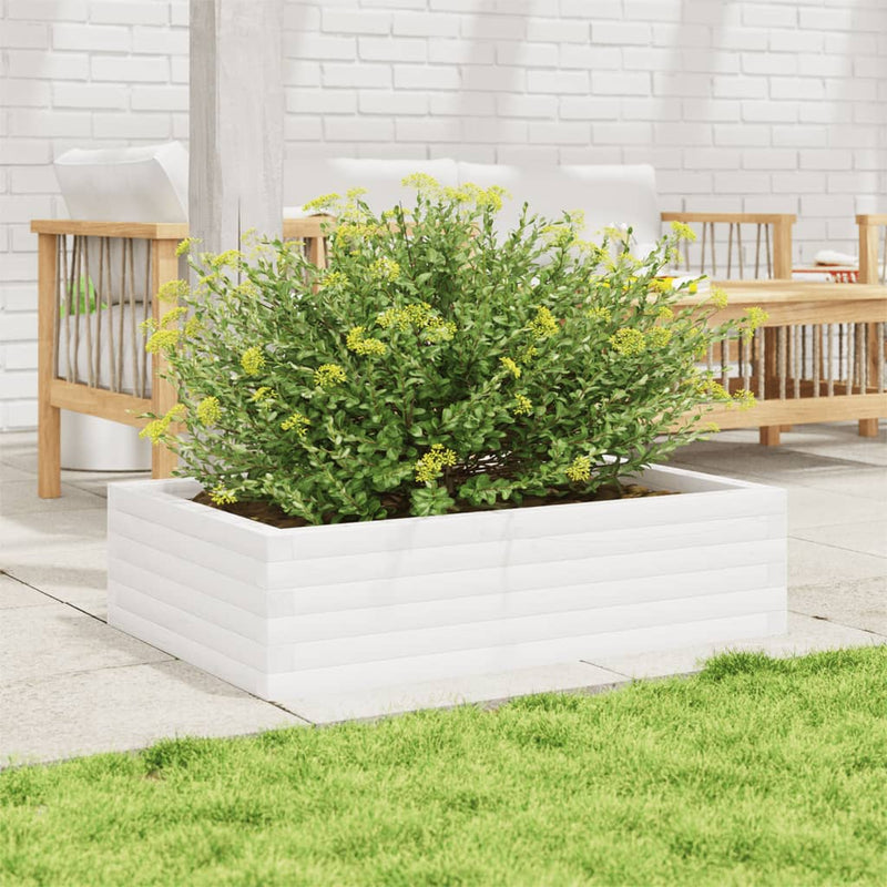 Load image into Gallery viewer, Vidaxl plantenbak 90x60x23 cm massief grenenhout wit