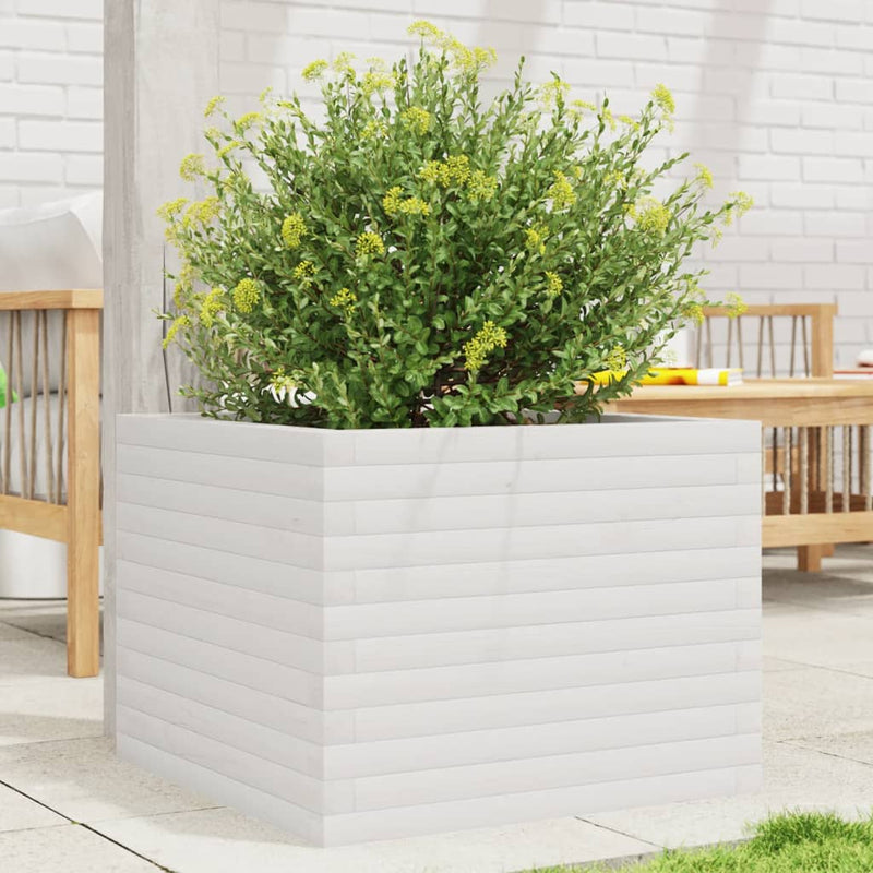 Load image into Gallery viewer, Vidaxl plantenbak 60x60x45,5 cm massief grenenhout wit
