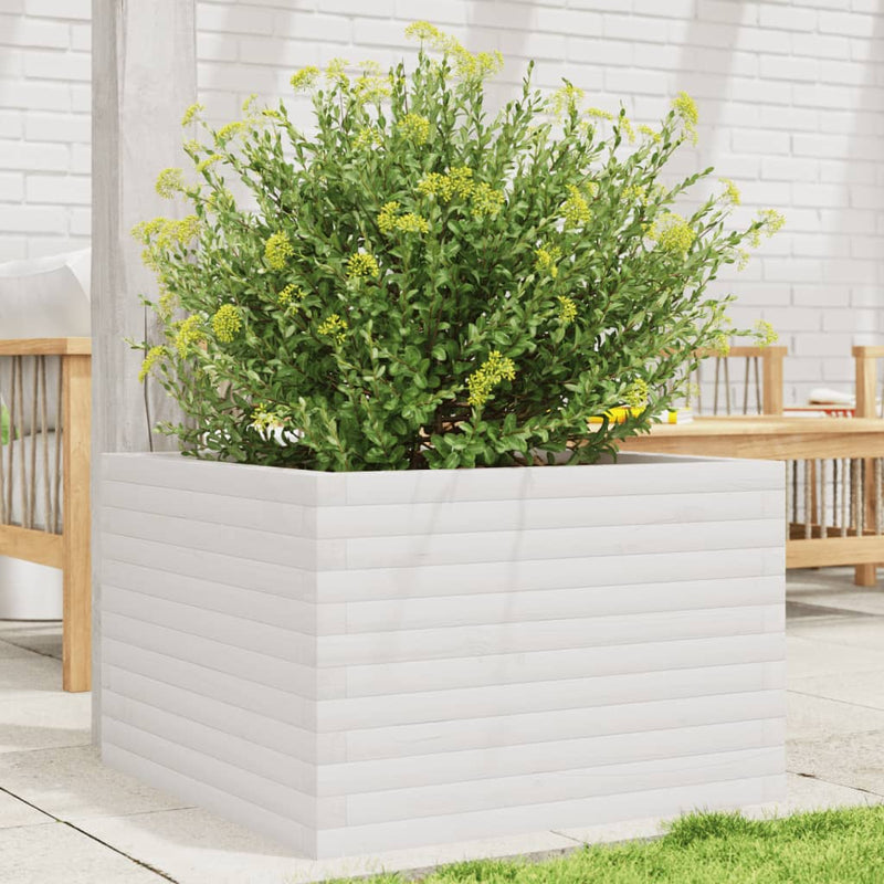 Afbeelding laden in galerijviewer, Vidaxl plantenbak 70x70x45,5 cm massief grenenhout wit
