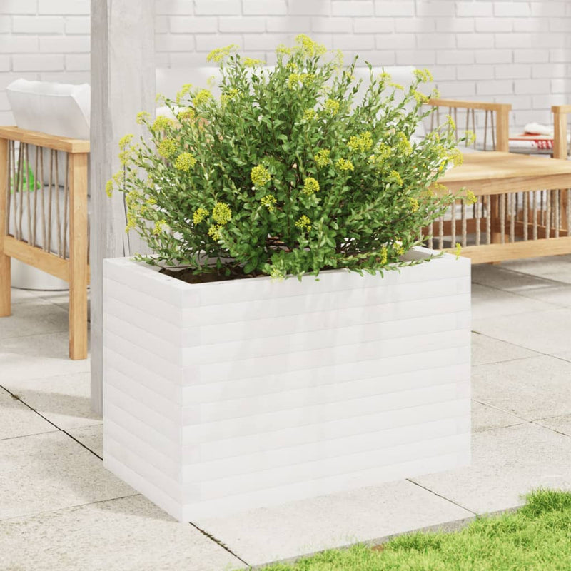 Load image into Gallery viewer, Vidaxl plantenbak 70x40x45,5 cm massief grenenhout wit