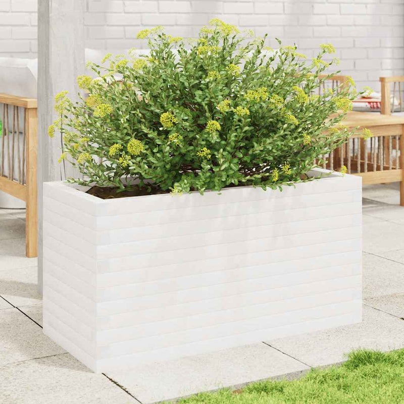 Afbeelding laden in galerijviewer, Vidaxl plantenbak 90x40x45,5 cm massief grenenhout wit