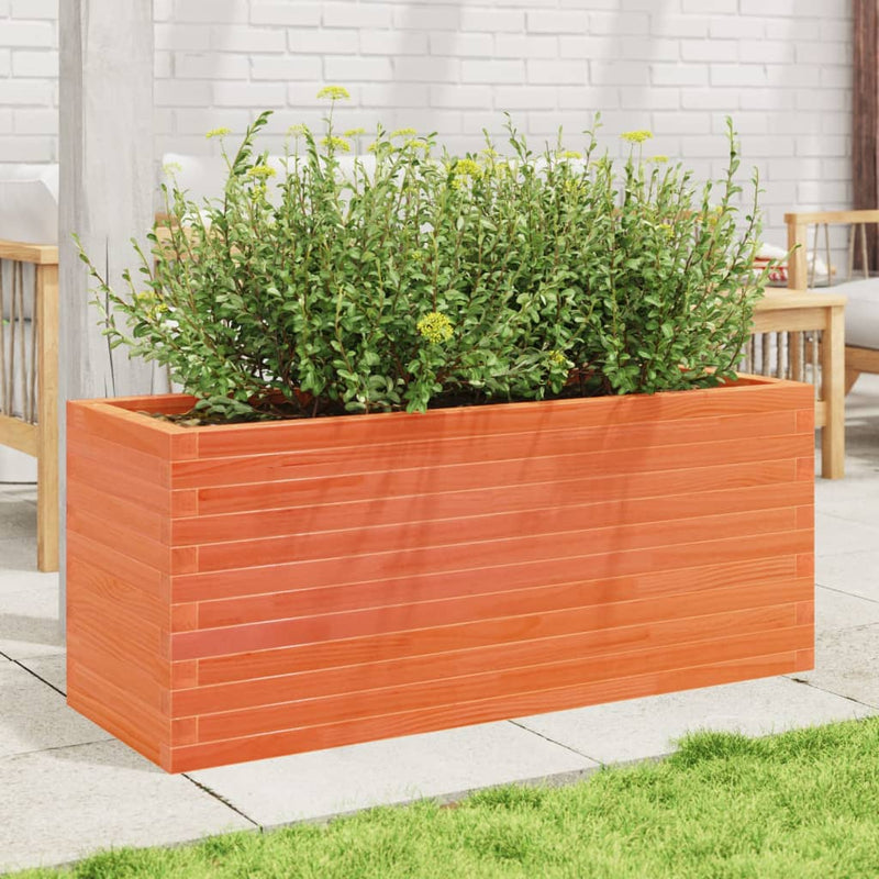 Afbeelding laden in galerijviewer, Vidaxl plantenbak 110x40x45,5 cm massief grenenhout wasbruin