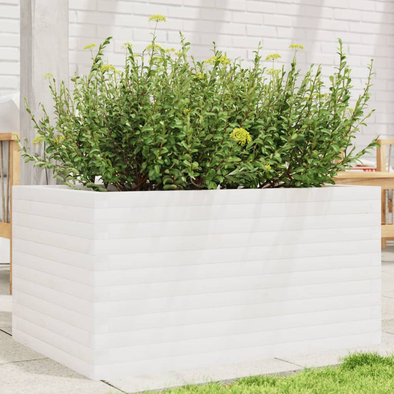 Afbeelding laden in galerijviewer, Vidaxl plantenbak 90x60x45,5 cm massief grenenhout wit