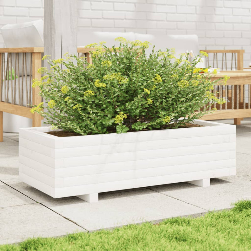 Load image into Gallery viewer, Vidaxl plantenbak 90x40x26,5 cm massief grenenhout wit