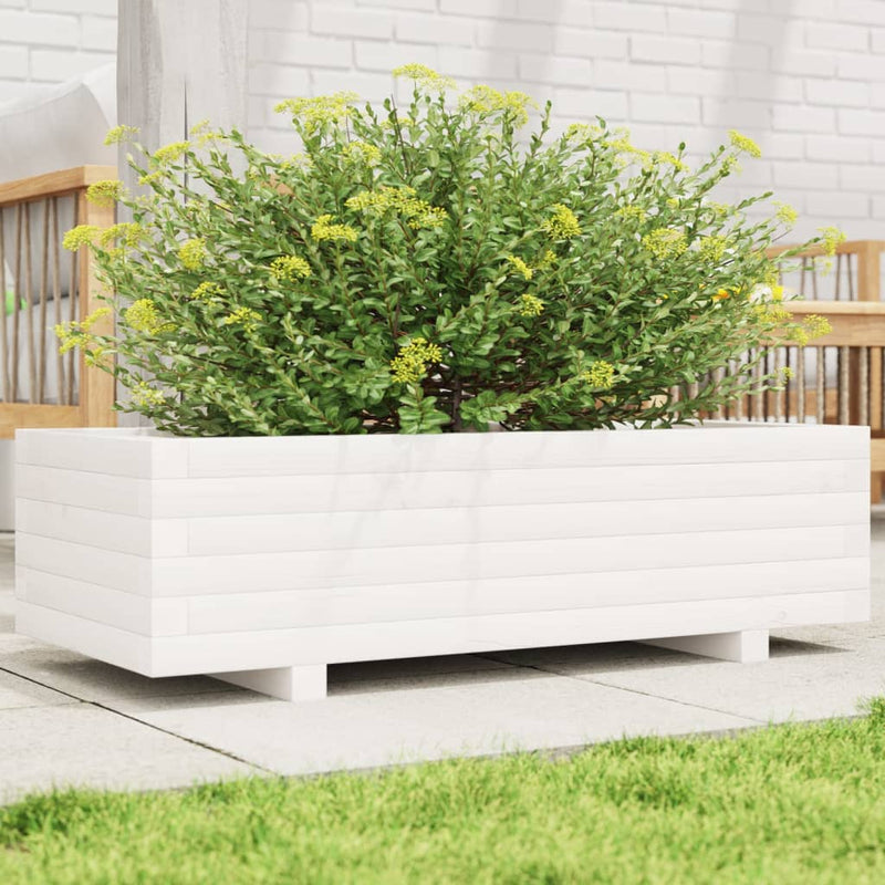 Load image into Gallery viewer, Vidaxl plantenbak 90x40x26,5 cm massief grenenhout wit