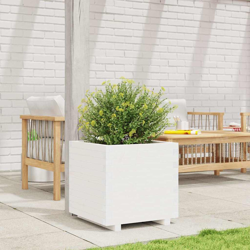 Load image into Gallery viewer, Vidaxl plantenbak 50x50x49,5 cm massief grenenhout wit