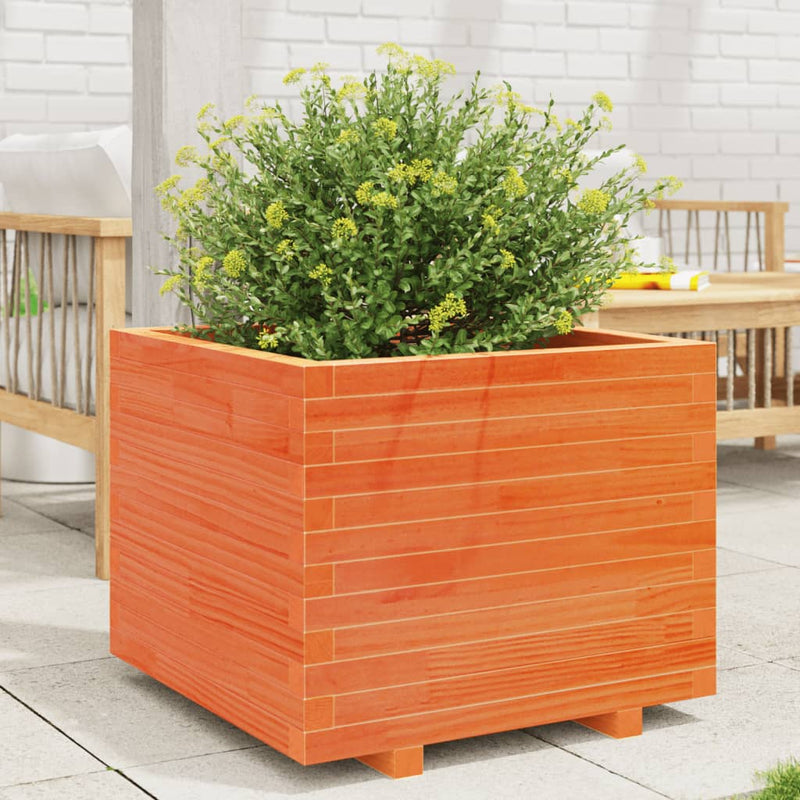 Afbeelding laden in galerijviewer, Vidaxl plantenbak 60x60x49,5 cm massief grenenhout wasbruin