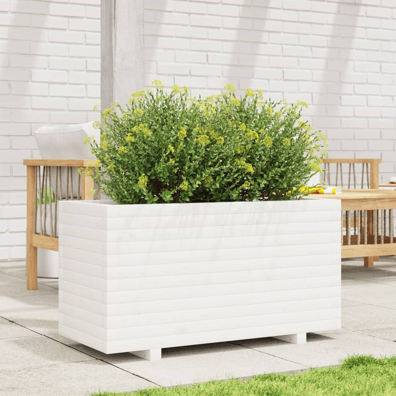 Load image into Gallery viewer, Vidaxl plantenbak 90x40x49,5 cm massief grenenhout wit