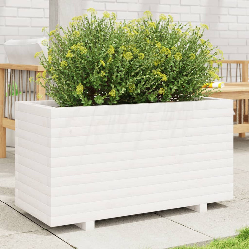 Load image into Gallery viewer, Vidaxl plantenbak 90x40x49,5 cm massief grenenhout wit
