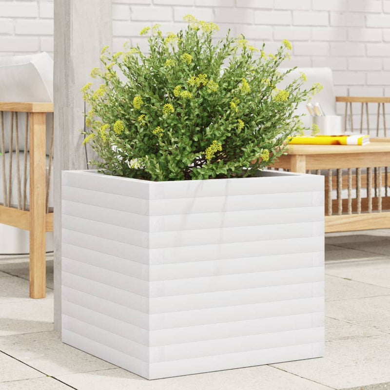 Load image into Gallery viewer, Vidaxl plantenbak 50x50x46 cm massief grenenhout wit