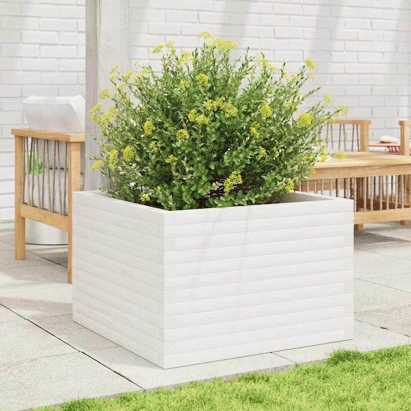 Load image into Gallery viewer, Vidaxl plantenbak 70x70x46 cm massief grenenhout wit