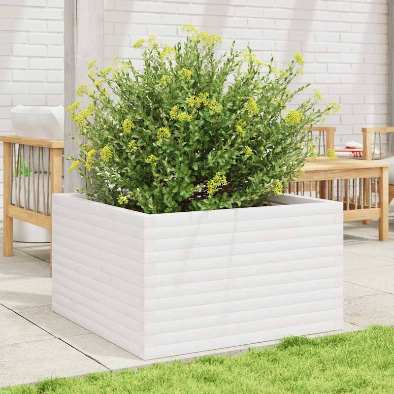 Load image into Gallery viewer, Vidaxl plantenbak 80x80x46 cm massief grenenhout wit