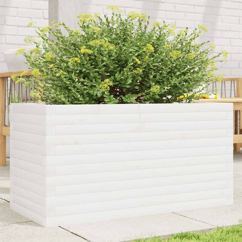 Load image into Gallery viewer, Vidaxl plantenbak 90x40x46 cm massief grenenhout wit