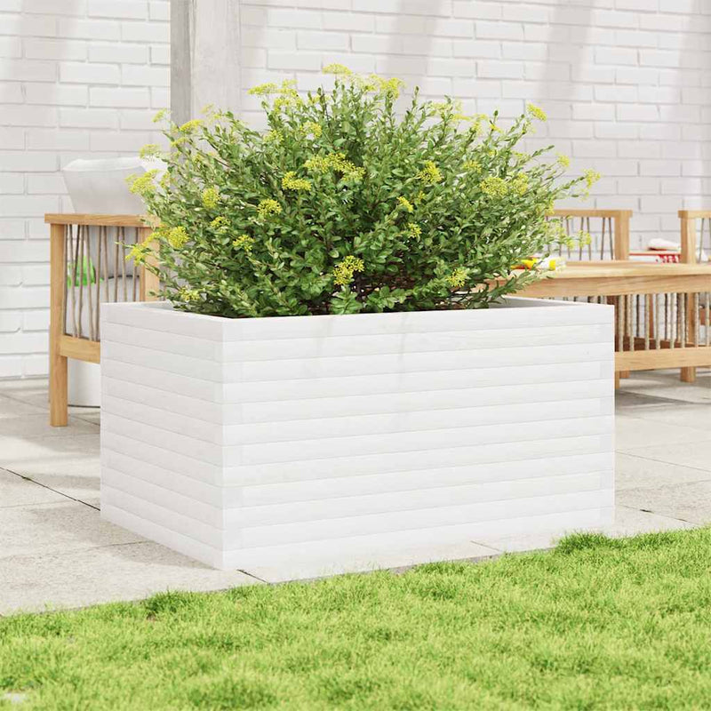 Load image into Gallery viewer, Vidaxl plantenbak 90x60x46 cm massief grenenhout wit
