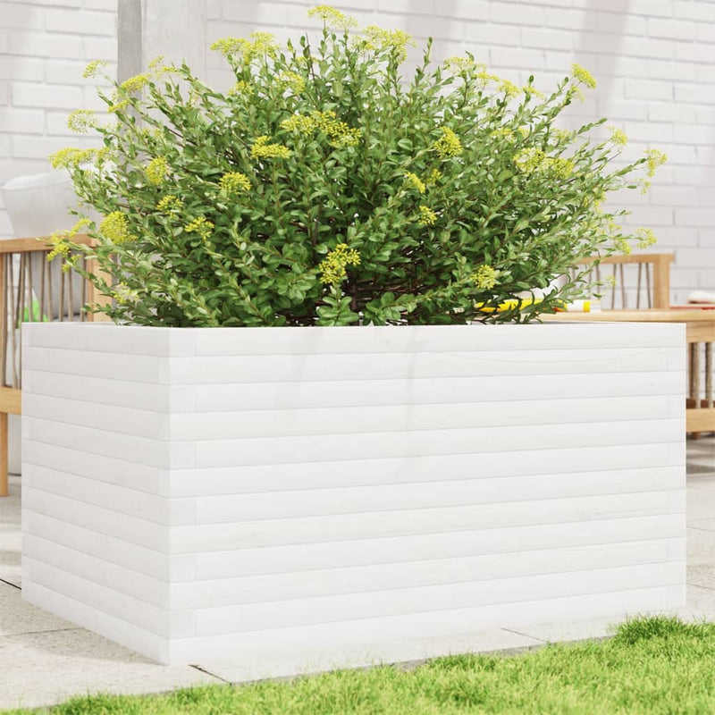 Load image into Gallery viewer, Vidaxl plantenbak 90x60x46 cm massief grenenhout wit