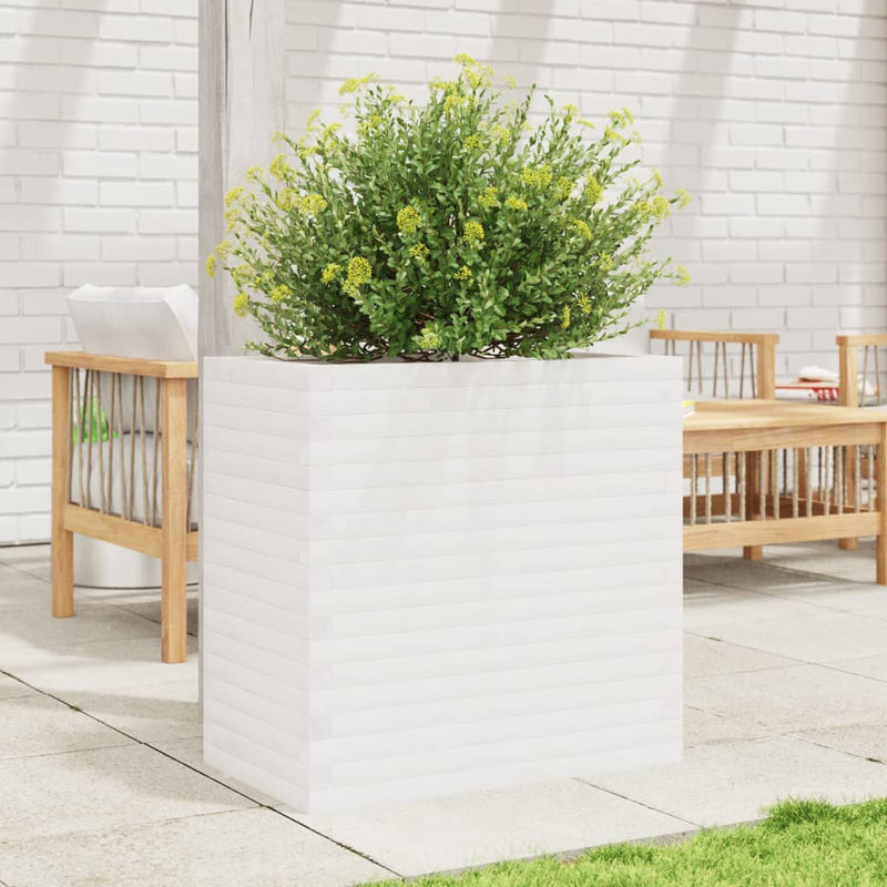 Load image into Gallery viewer, Vidaxl plantenbak 70x40x68,5 cm massief grenenhout wit