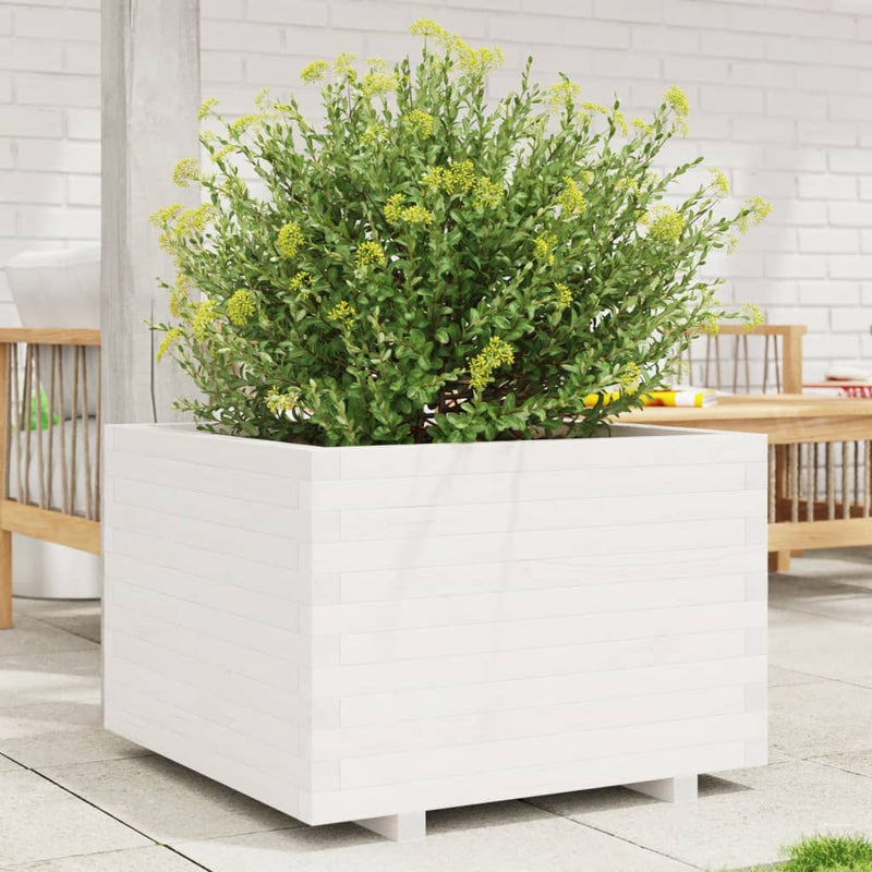 Afbeelding laden in galerijviewer, Vidaxl plantenbak 70x70x49,5 cm massief grenenhout wit