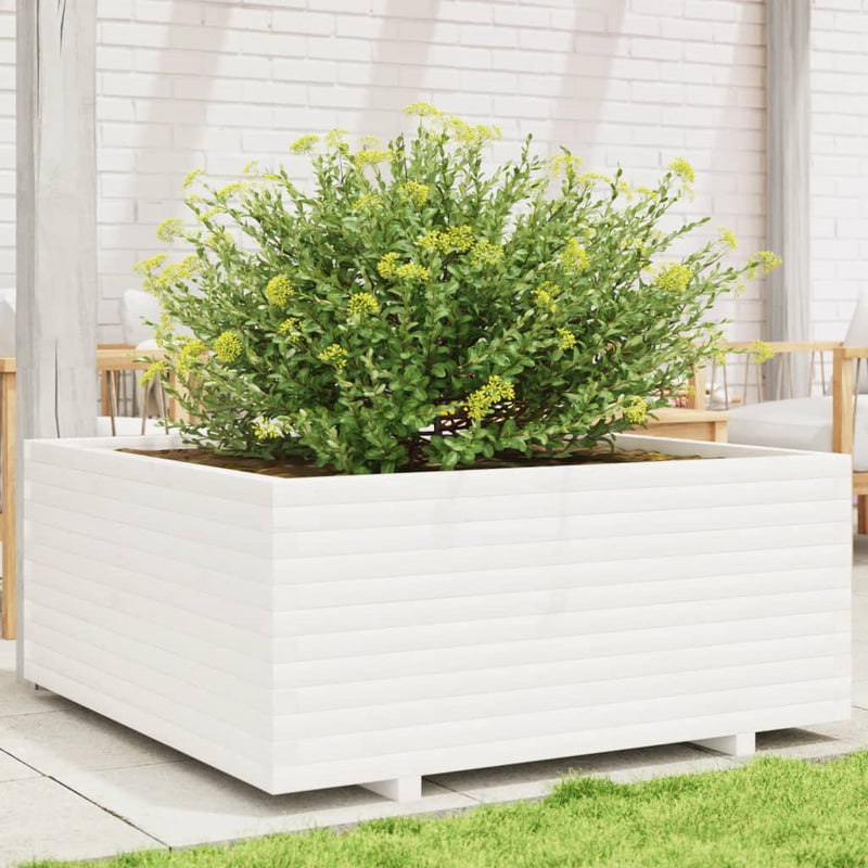 Load image into Gallery viewer, VidaXL Plantenbak 110x110x49,5 cm massief grenenhout wit