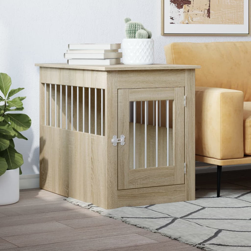 Load image into Gallery viewer, Vidaxl hondenbench 55 x 80 x 68 cm bewerkt hout sonoma eikenkleurig