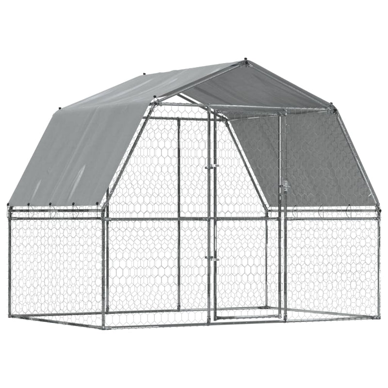 Load image into Gallery viewer, VidaXL Hondenkennel met dak en deur gegalvaniseerd staal zilverkleurig