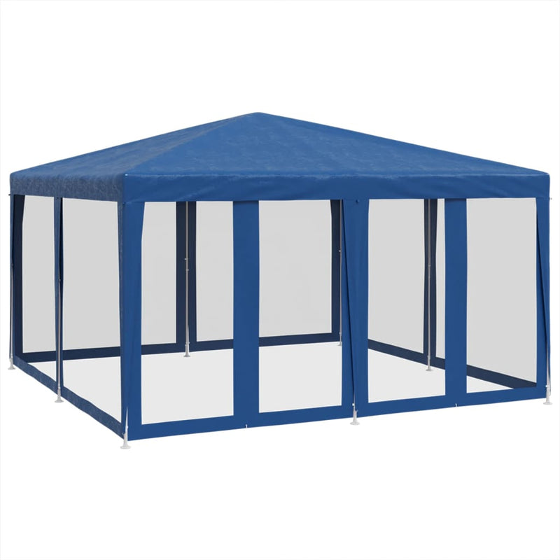 Afbeelding laden in galerijviewer, Vidaxl partytent met 8 mesh zijwanden 4x4 m hdpe blauw