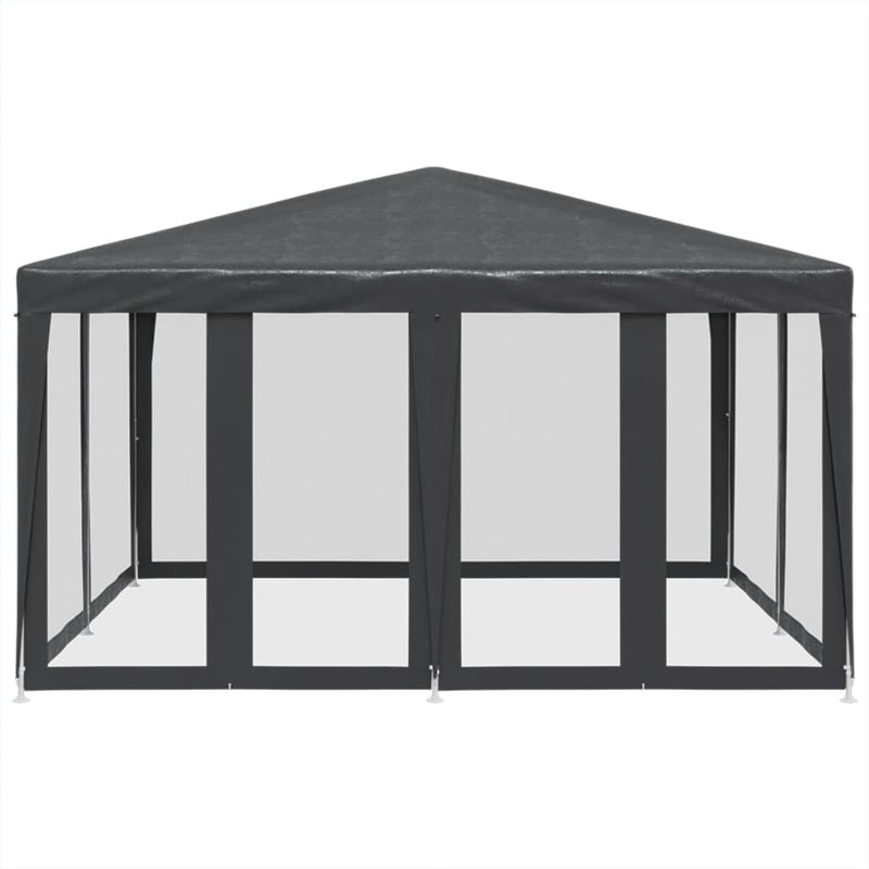 Load image into Gallery viewer, Vidaxl partytent met 8 mesh zijwanden 4x4 m hdpe antracietkleurig
