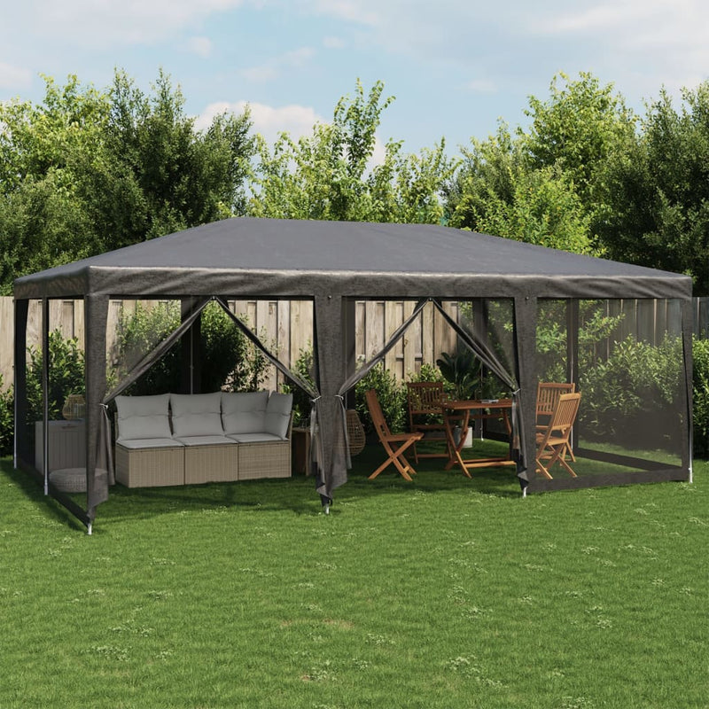 Load image into Gallery viewer, Vidaxl partytent met 10 mesh zijwanden 6x4 m hdpe antracietkleurig