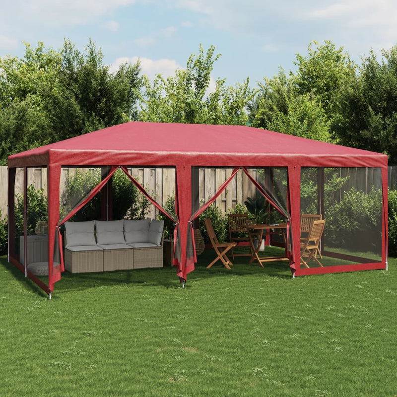 Load image into Gallery viewer, Vidaxl partytent met 10 mesh zijwanden 6x4 m hdpe rood