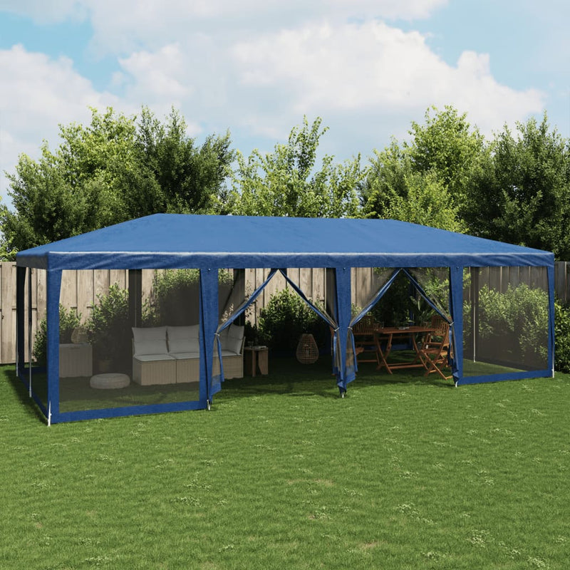 Load image into Gallery viewer, Vidaxl partytent met 12 mesh zijwanden 8x4 m hdpe blauw
