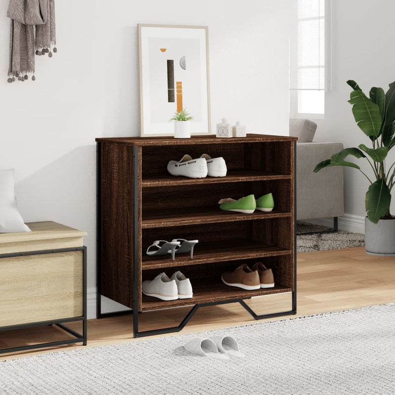 Load image into Gallery viewer, Vidaxl schoenenkast 80x38x78 cm bewerkt hout bruin eikenkleurig
