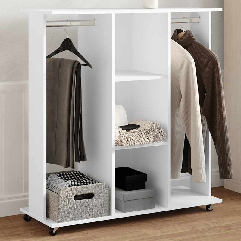 Load image into Gallery viewer, Vidaxl kledingkast met wielen 102x38x110 cm bewerkt hout wit