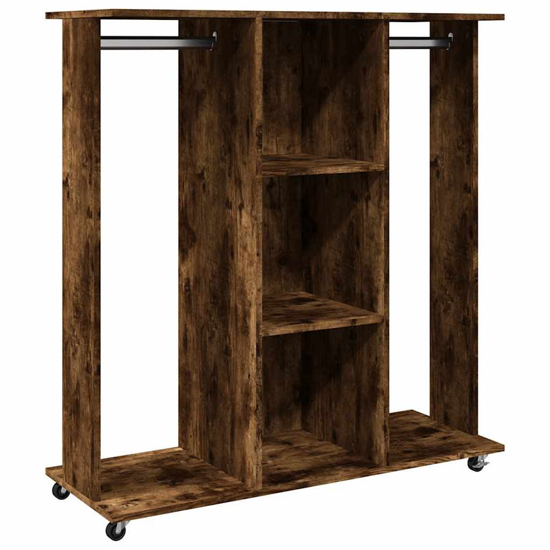 Load image into Gallery viewer, Vidaxl kledingkast met wielen 102x38x110 cm bewerkt hout gerookt eiken