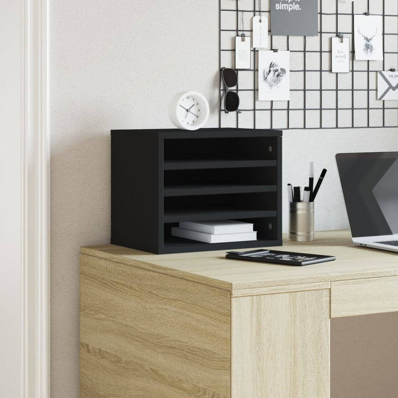 Load image into Gallery viewer, Vidaxl bureau organiser 36x26x29,5 cm bewerkt hout zwart