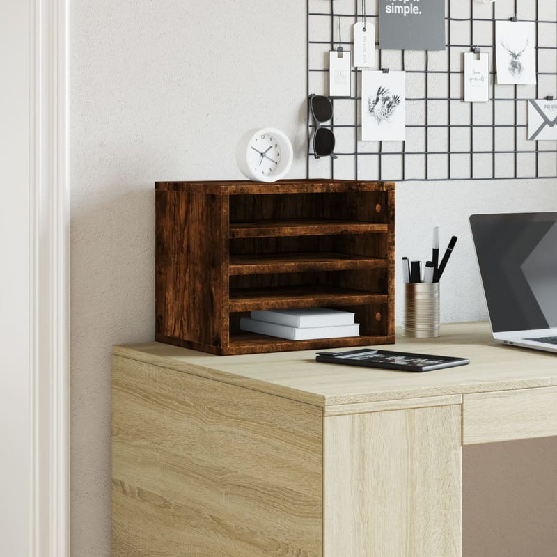 Load image into Gallery viewer, Vidaxl bureau organiser 36x26x29,5 cm bewerkt hout gerookt eikenkleur
