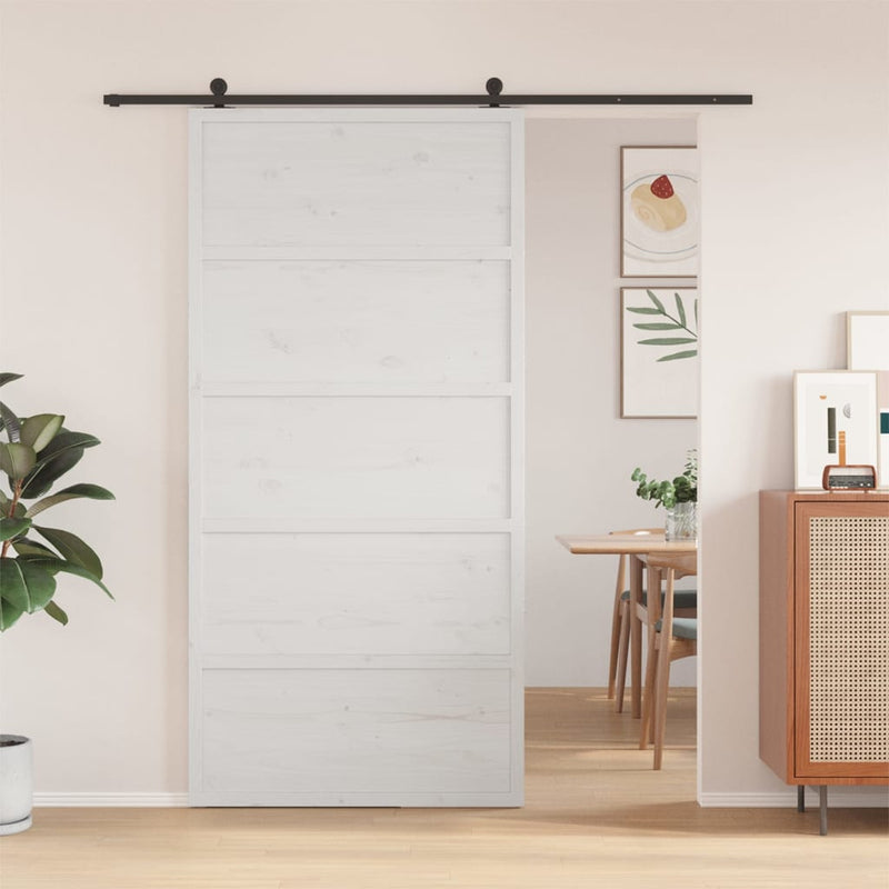 Load image into Gallery viewer, Vidaxl schuifdeur 100x208 cm massief grenenhout wit