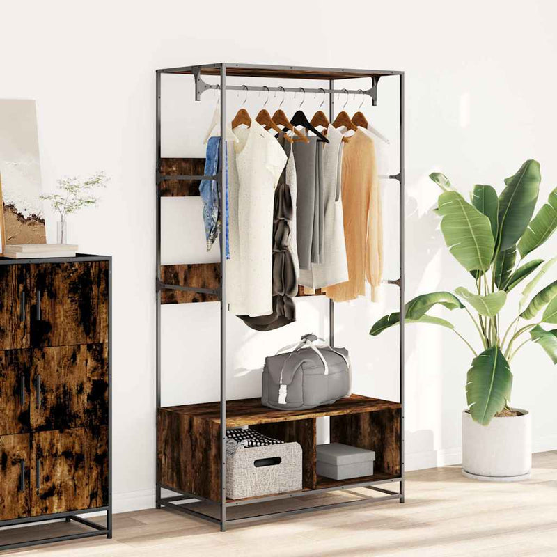 Load image into Gallery viewer, Vidaxl kledingkast 90x50x180 cm bewerkt hout gerookt eikenkleurig