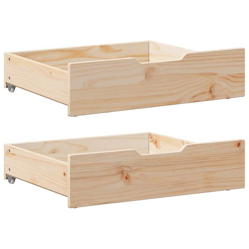 Load image into Gallery viewer, Vidaxl bedlades 2 st met wieltjes 65x55x17 cm massief grenenhout