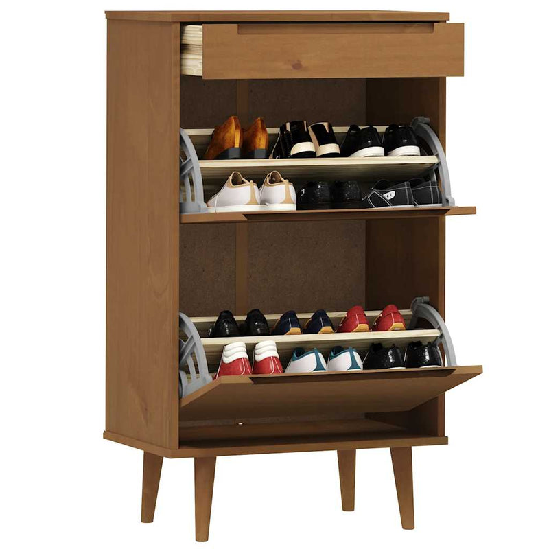 Load image into Gallery viewer, Vidaxl schoenenkast molde 59,5x35x103 cm massief grenenhout bruin