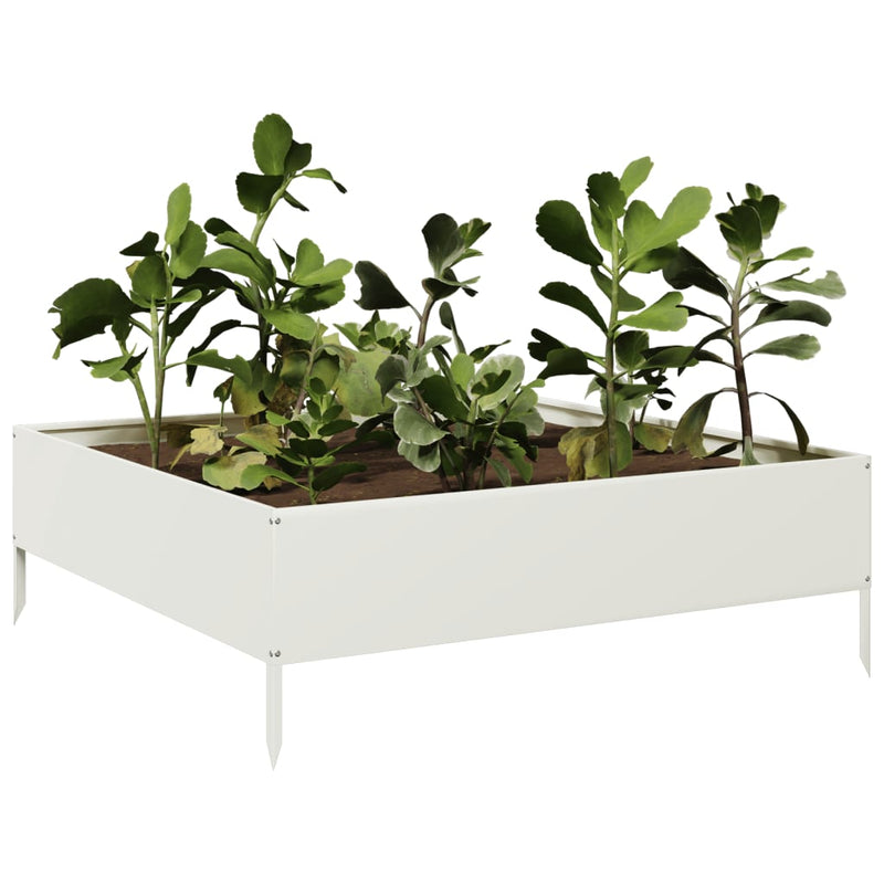 Load image into Gallery viewer, Vidaxl plantenbak verhoogd 100x100x33,5 cm staal wit