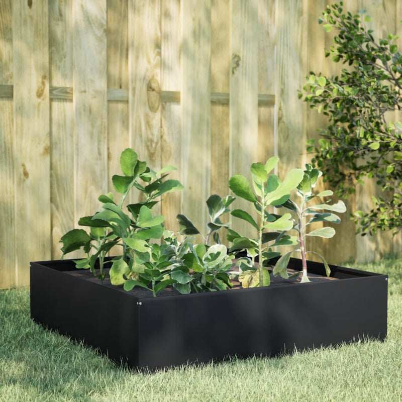 Cargue la imagen en el visor de la galería, Vidaxl plantenbak verhoogd 100x100x25 cm staal zwart