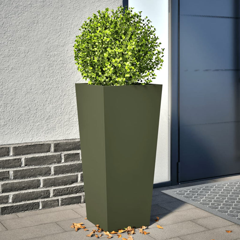 Load image into Gallery viewer, Vidaxl plantenbakken 2 st 35x35x75 cm staal olijfgroen