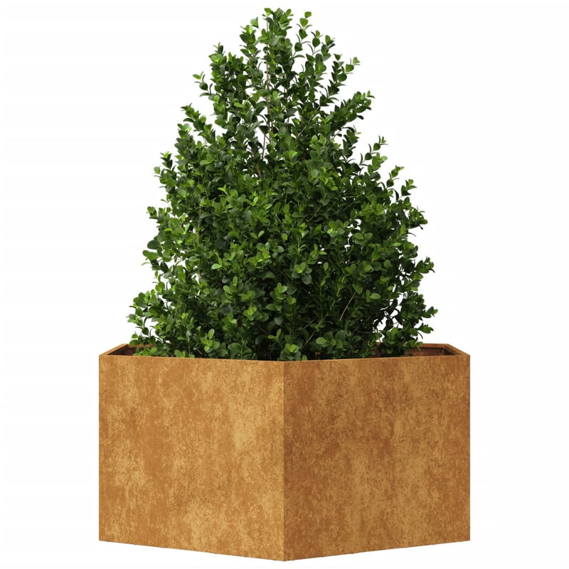 Load image into Gallery viewer, Vidaxl plantenbak zeshoek 104x90x45 cm weervast staal