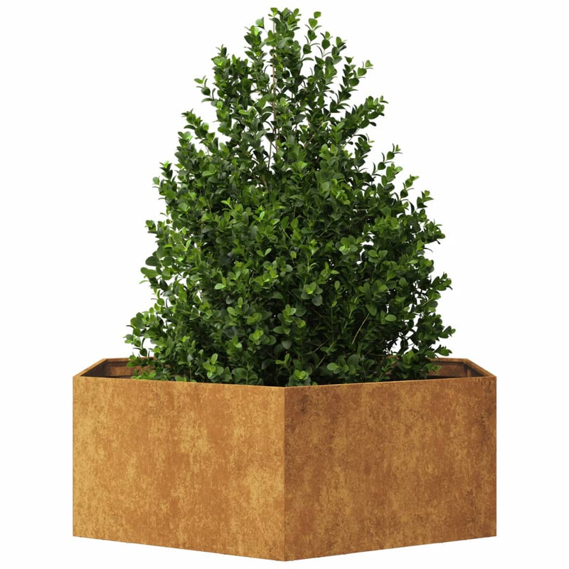 Load image into Gallery viewer, Vidaxl plantenbak zeshoek 138x120x45 cm weervast staal