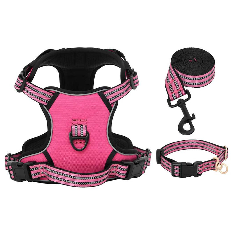 Chargez l'image dans la visionneuse de la galerie, Vidaxl hondentuigje met riem en halsband verstelbaar m roze